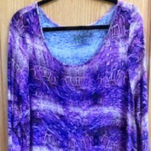 LOGO Lori Goldstein 3/4 Sleeves Tunic Top Sequin